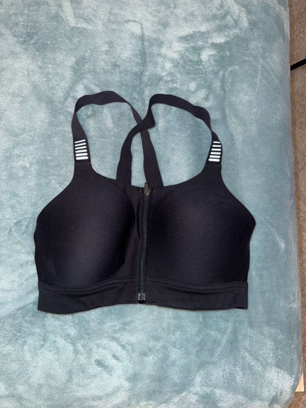 Under Armour Black Front-Zip Sports Bra with Molded Cups